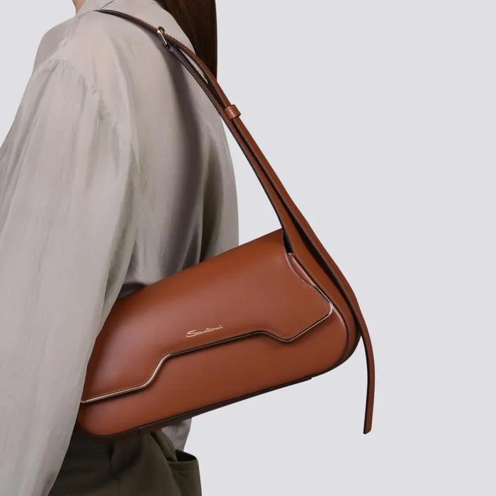 Santoni Brown Leather Thepluto Bag Women Bags
