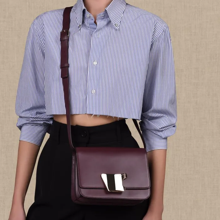 Santoni Burgundy Leather Crossbody Bag Women Bags