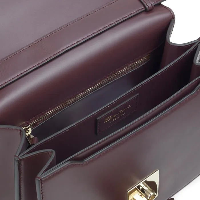 Santoni Burgundy Leather Crossbody Bag Women Bags