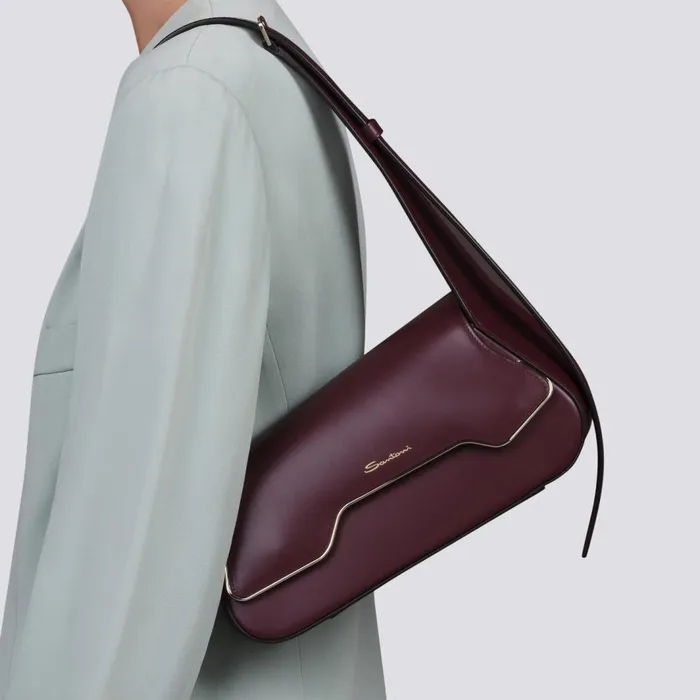Santoni Burgundy Leather Thepluto Bag Women Bags