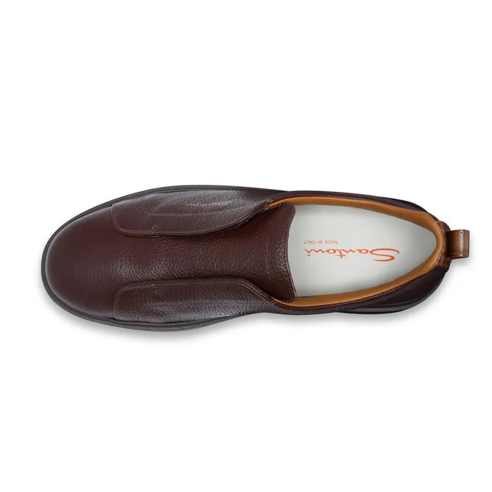 Santoni Burgundy Tumbled Leather SlipOn Sneaker Men Sneakers