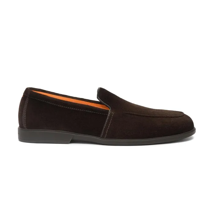 Santoni Dark Brown Suede Loafer Men Loafers