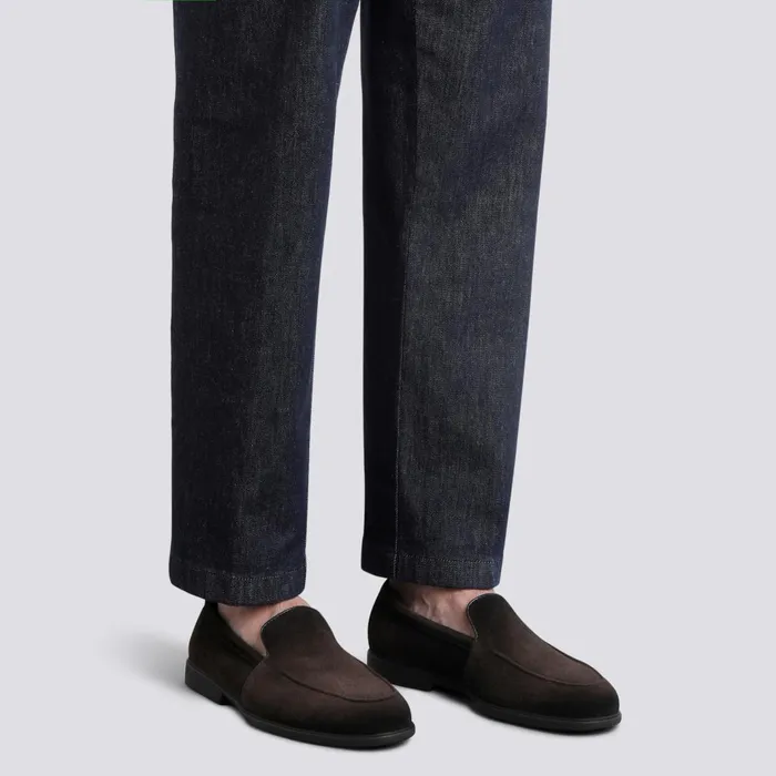 Santoni Dark Brown Suede Loafer Men Loafers