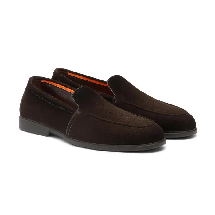 Santoni Dark Brown Suede Loafer Men Loafers