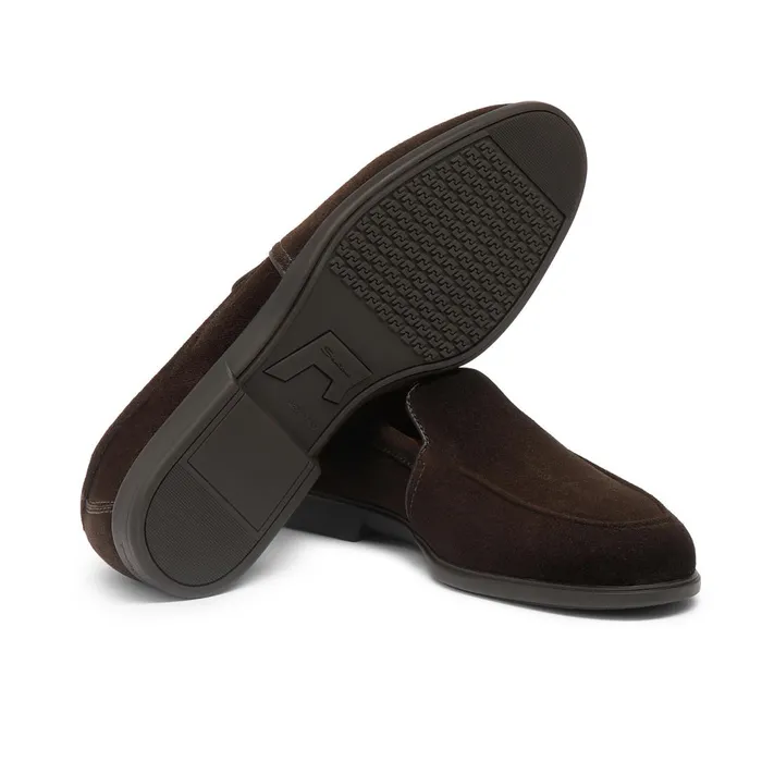 Santoni Dark Brown Suede Loafer Men Loafers