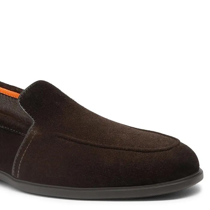 Santoni Dark Brown Suede Loafer Men Loafers