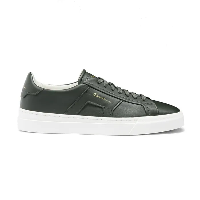 Santoni Green Leather Double Buckle Sneaker Men Sneakers
