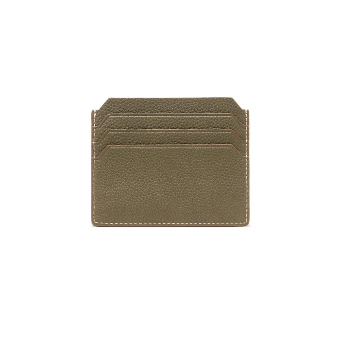 Santoni Green Tumbled Leather Credit Card Holder Men Small Leather Goods