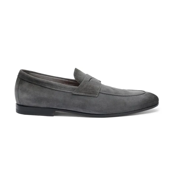 Santoni Grey Suede Carlo Loafer Men Loafers