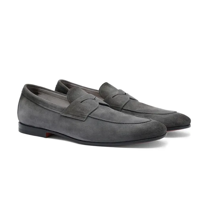 Santoni Grey Suede Carlo Loafer Men Loafers