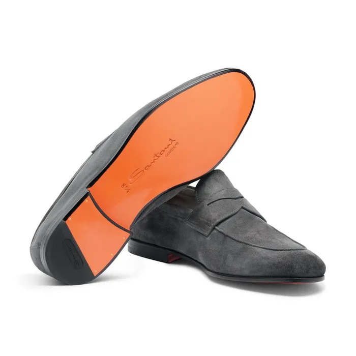 Santoni Grey Suede Carlo Loafer Men Loafers