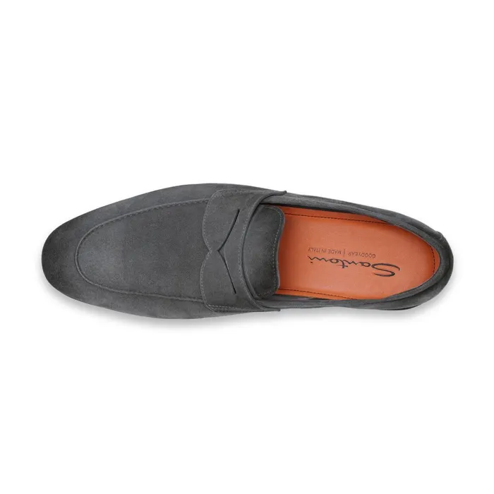Santoni Grey Suede Carlo Loafer Men Loafers