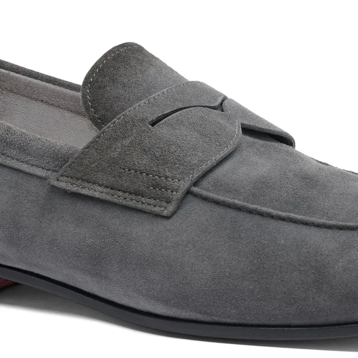Santoni Grey Suede Carlo Loafer Men Loafers