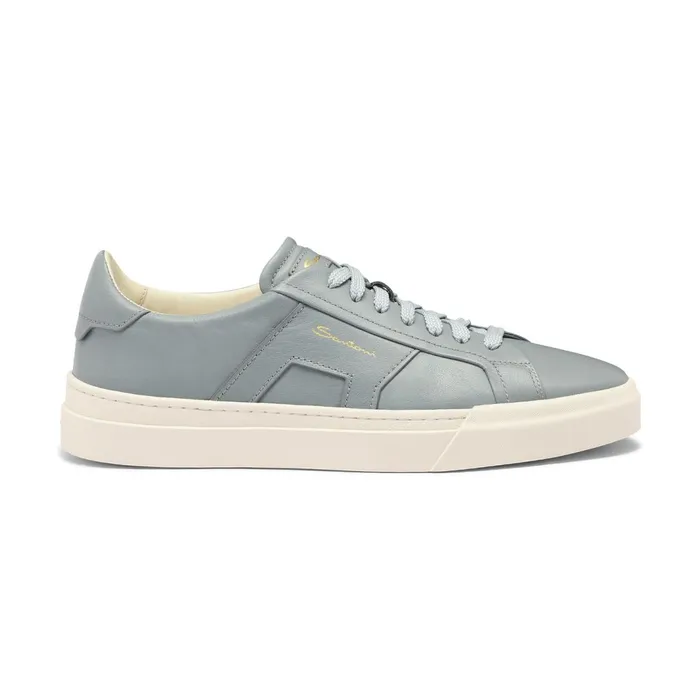 Santoni Light Blue Leather Double Buckle Sneaker Men Sneakers