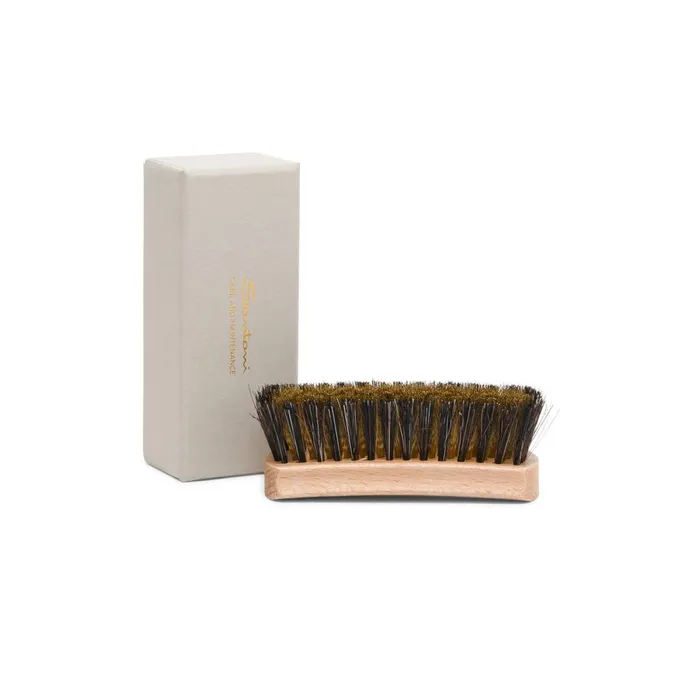 Santoni Medium Wooden Brush With Mixed Brass And Horsehair Bristles WomenMen Shoe Care Santoni Medium Wooden Brush With Mixed Brass And Horsehair Bristles WomenMen Shoe Care