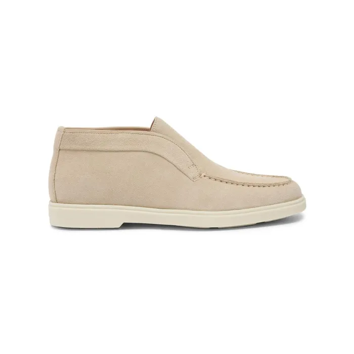 Santoni Pink Suede Desert Boot Women Flats Shoes