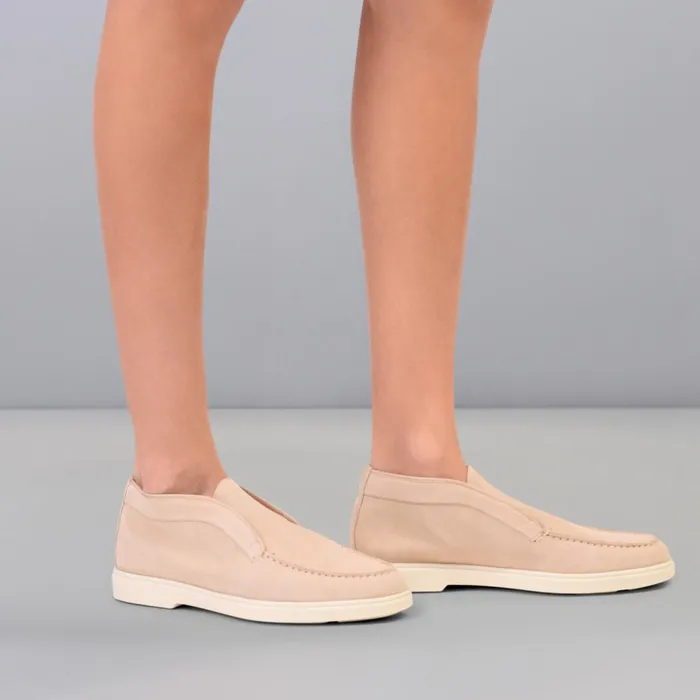Santoni Pink Suede Desert Boot Women Flats Shoes