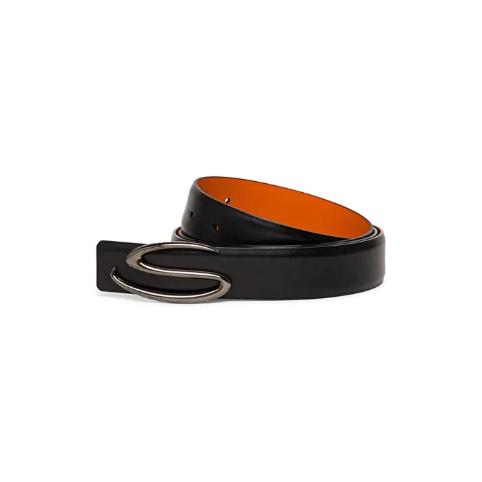 Santoni Polished Blue Leather S Buckle Belt Men Belts