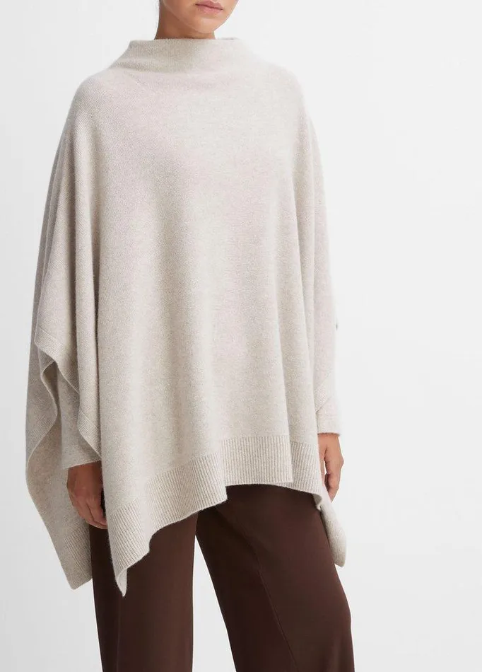 Scarves and Hats Women Vince Plush Cashmere Funnel Neck Poncho Heather Marble Scarves and Hats Women Vince Plush Cashmere Funnel Neck Poncho Heather Marble