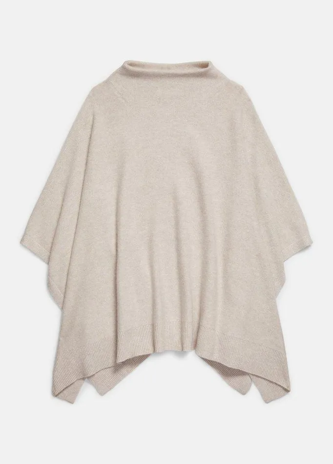 Scarves and Hats Women Vince Plush Cashmere Funnel Neck Poncho Heather Marble Scarves and Hats Women Vince Plush Cashmere Funnel Neck Poncho Heather Marble