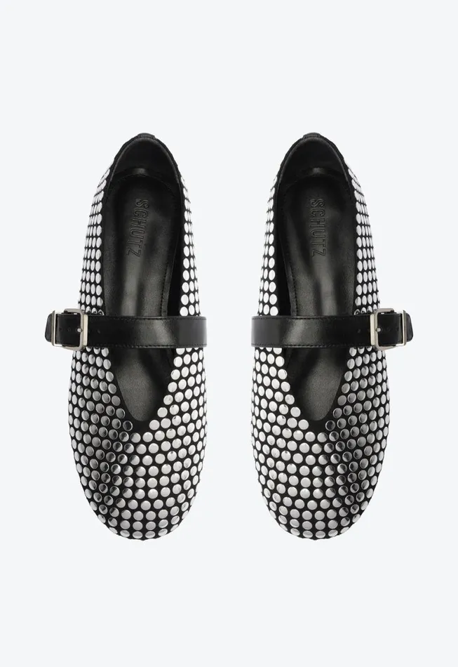 Schutz Shoes Ballerinas Eiza Studs Ballet Flat Black 8211 Women