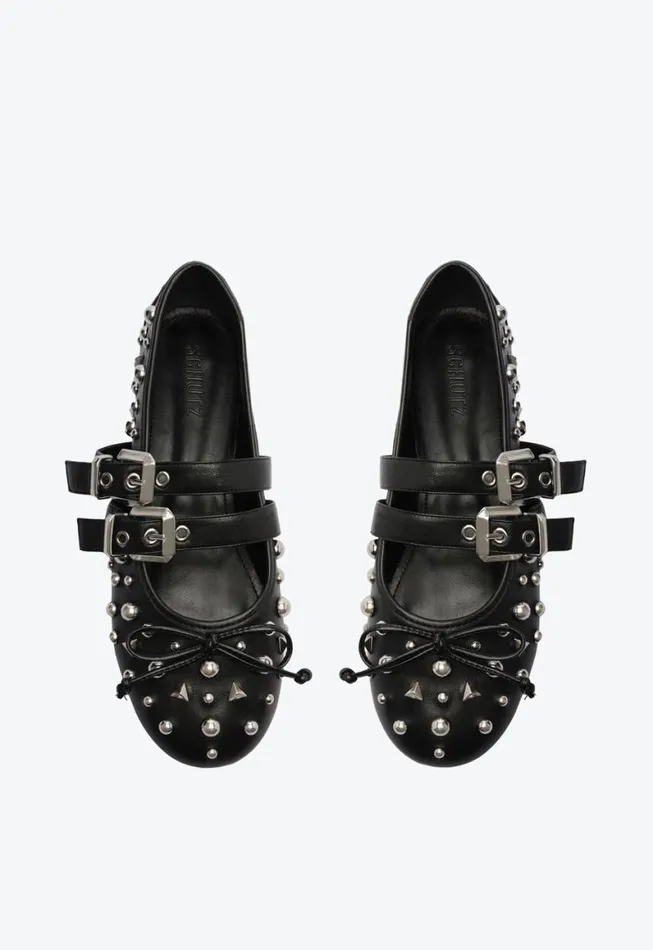 Schutz Shoes Ballerinas Sarita Leather Flat Black 8211 Women