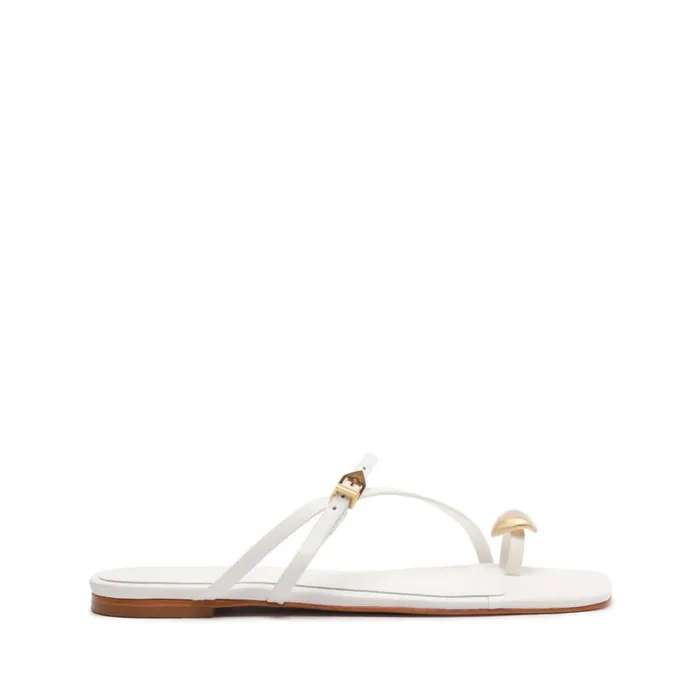 Schutz Shoes Flats Elysa Leather Sandal White 8211 Women