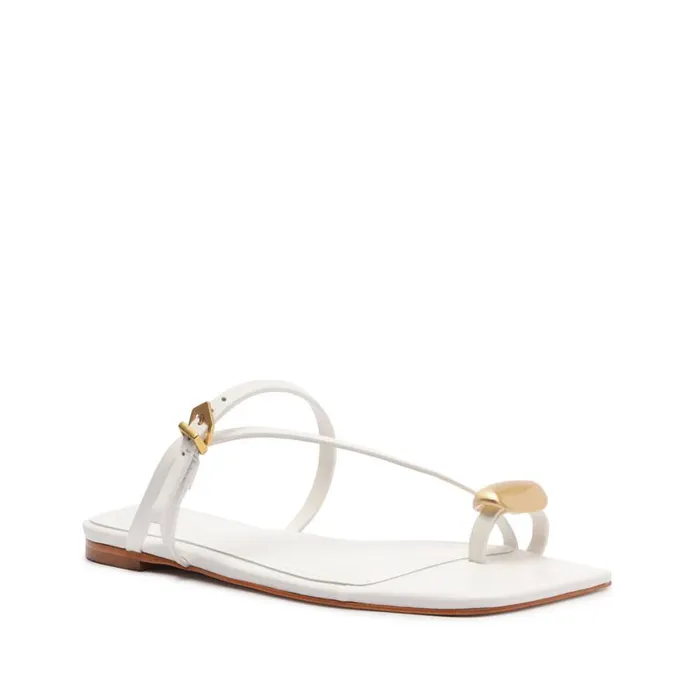 Schutz Shoes Flats Elysa Leather Sandal White 8211 Women