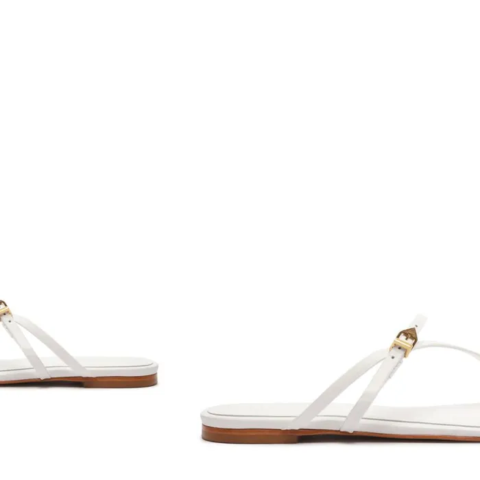 Schutz Shoes Flats Elysa Leather Sandal White 8211 Women
