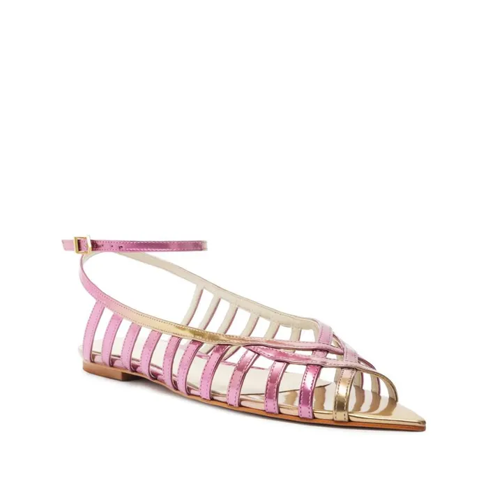 Schutz Shoes Flats Iris Specchio Leather Flat Gold 8211 Women