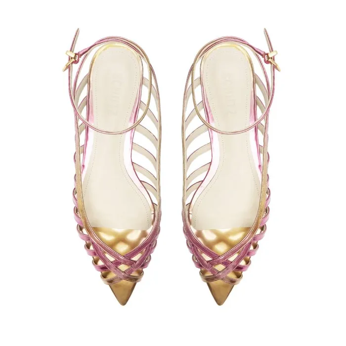 Schutz Shoes Flats Iris Specchio Leather Flat Gold 8211 Women