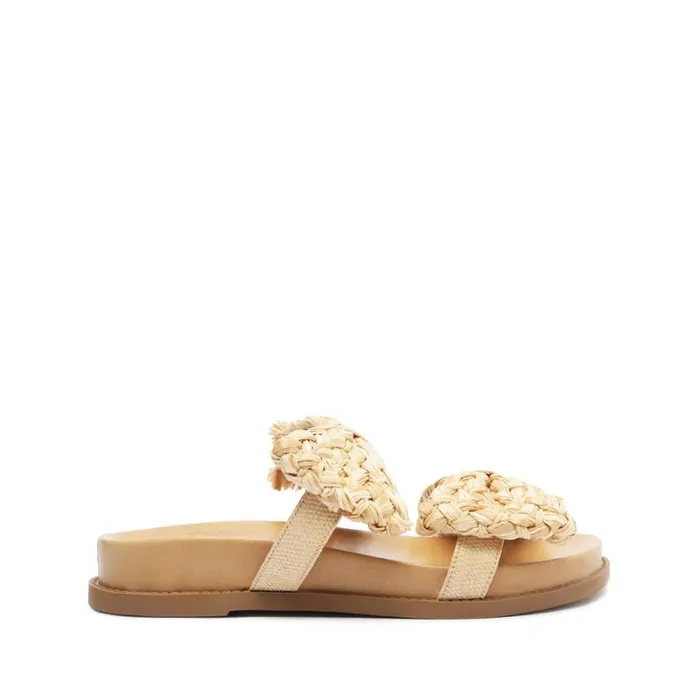 Schutz Shoes Flats Lienne Sporty Straw Sandal Beige 8211 Women