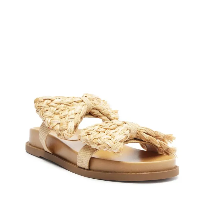 Schutz Shoes Flats Lienne Sporty Straw Sandal Beige 8211 Women
