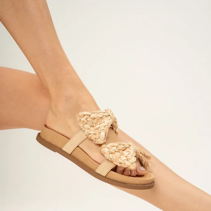 Schutz Shoes Flats Lienne Sporty Straw Sandal Beige 8211 Women
