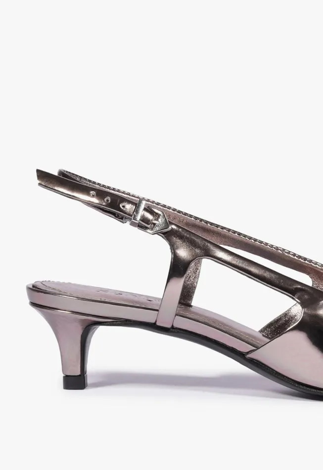 Schutz Shoes Pumps Boris Kitten Sling Pump Silver 8211 Women