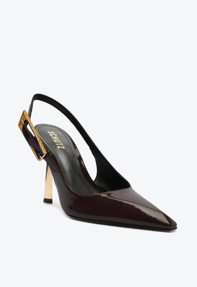 Schutz Shoes Pumps Ciara Patent Leather Pump Brown 8211 Women