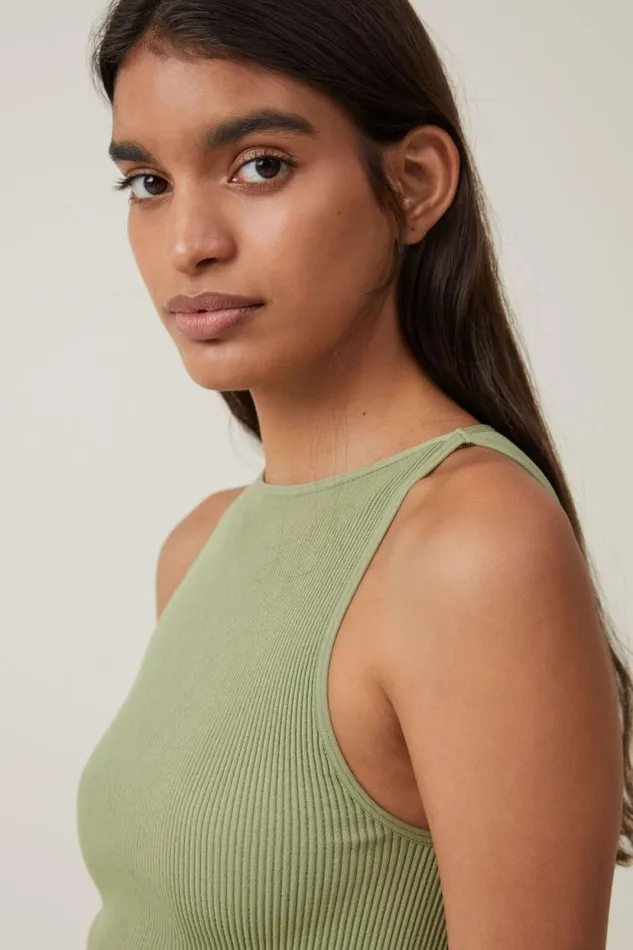 Seamless Benni High Neck Tank Cool Khaki Women Cotton On Tops Seamless Benni High Neck Tank Cool Khaki Women Cotton On Tops