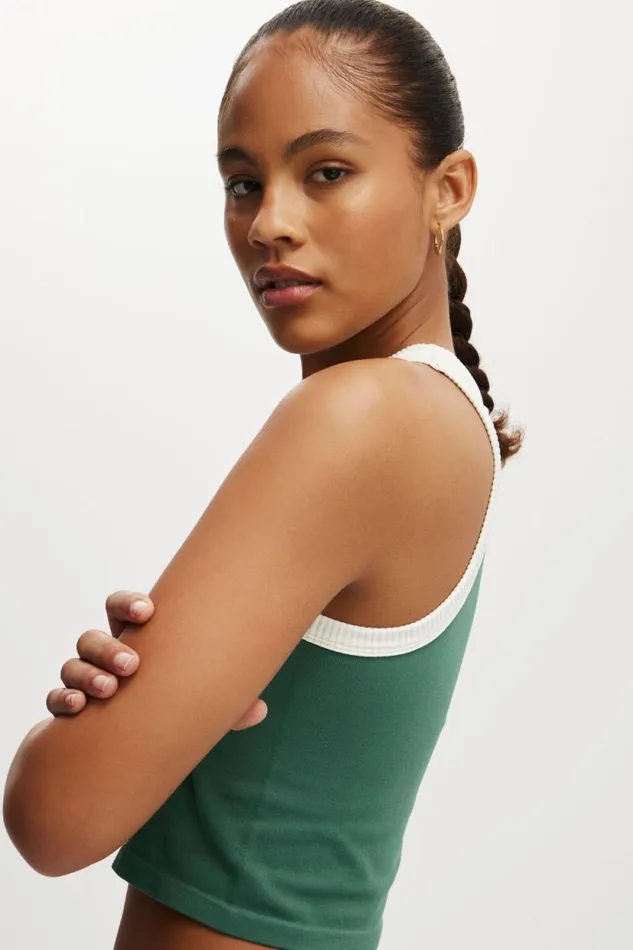 Seamless Ringer Tank Sporty Greencoconut Milk Women Cotton On Tops