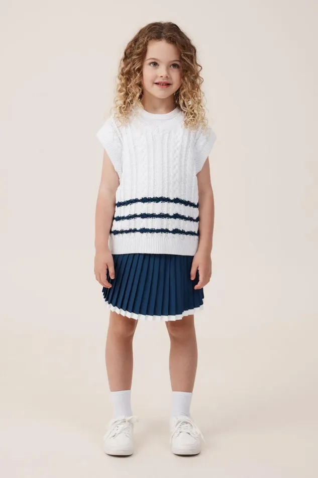 Selena Tennis Vest Whitein The Navy Stripe Girls Cotton On Jackets and Sweaters Selena Tennis Vest Whitein The Navy Stripe Girls Cotton On Jackets and Sweaters