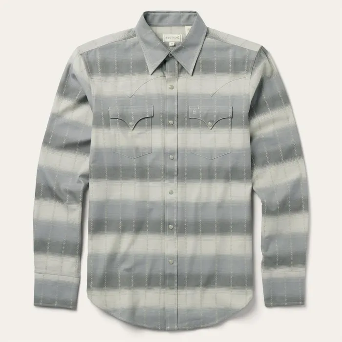 Serape Dobby Twill Western Shirt Brown Men Stetson Western Shirts