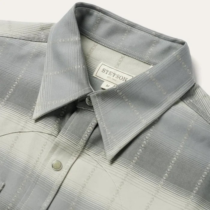 Serape Dobby Twill Western Shirt Brown Men Stetson Western Shirts