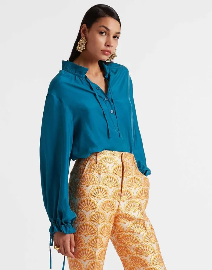 Shirt And Sassy Solid Blue Petrol Women La Double J Shirts and Tops