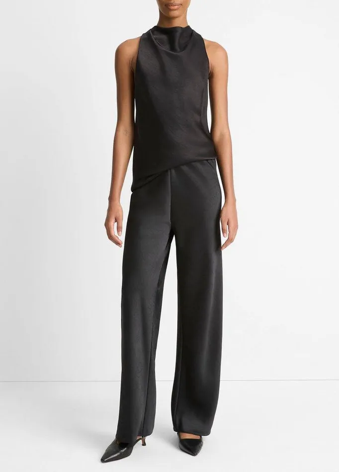 Shirts and Tops Women Vince Satin CowlNeck Bias Top Black