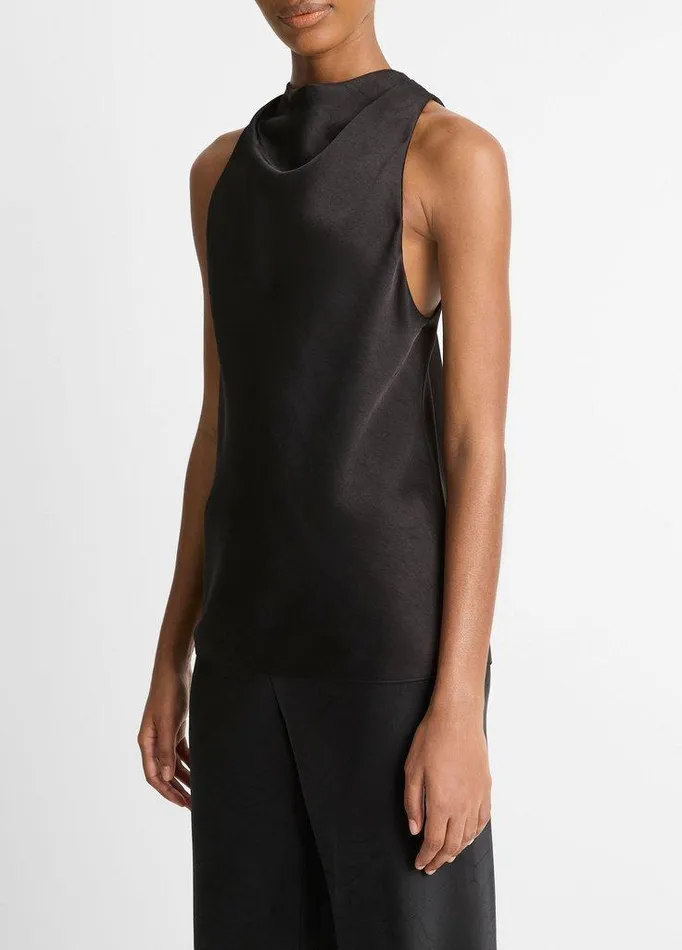 Shirts and Tops Women Vince Satin CowlNeck Bias Top Black Shirts and Tops Women Vince Satin CowlNeck Bias Top Black