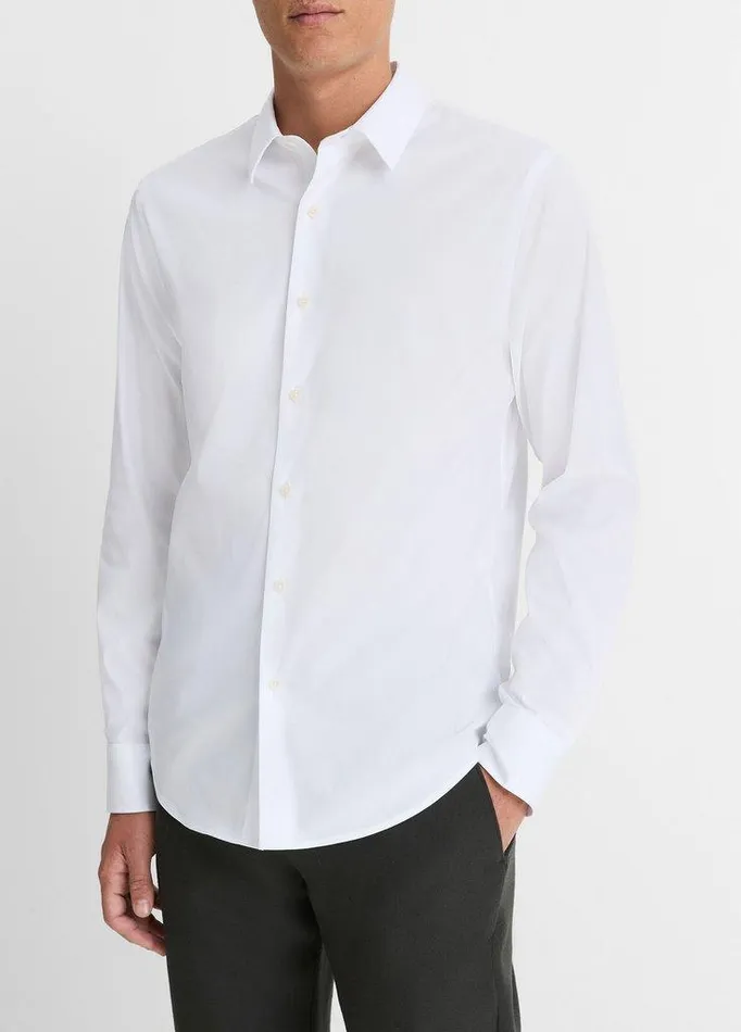 Shirts Men Vince StretchCotton Poplin Shirt White Shirts Men Vince StretchCotton Poplin Shirt White