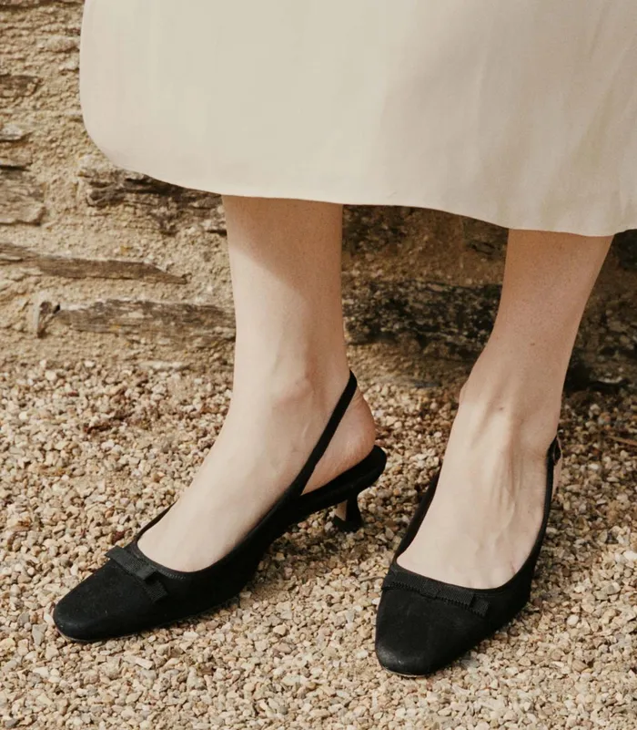 Shoes Women DEN Willamina Slingback Black Suede Shoes Women DEN Willamina Slingback Black Suede