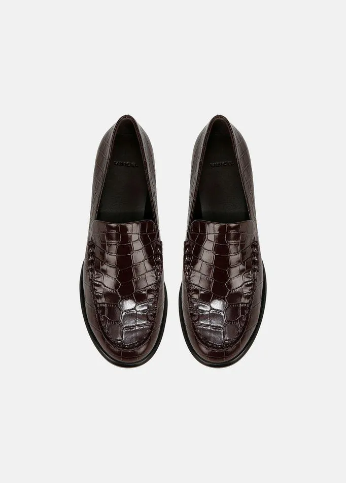 Shoes Women Vince Naomi CrocEmbossed Leather Loafer Cacao Brown Shoes Women Vince Naomi CrocEmbossed Leather Loafer Cacao Brown