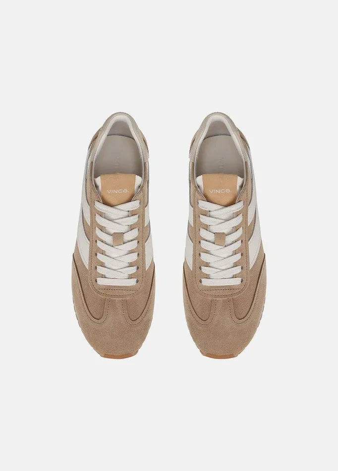 Shoes Women Vince Oasis Suede And Leather Runner Sneaker New Camelwhite Foam Shoes Women Vince Oasis Suede And Leather Runner Sneaker New Camelwhite Foam
