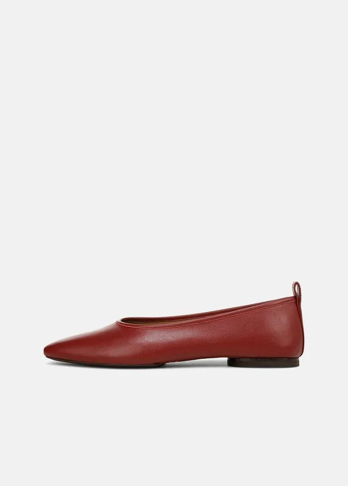 Shoes Women Vince Vivian Leather Ballet Flat Red Currant