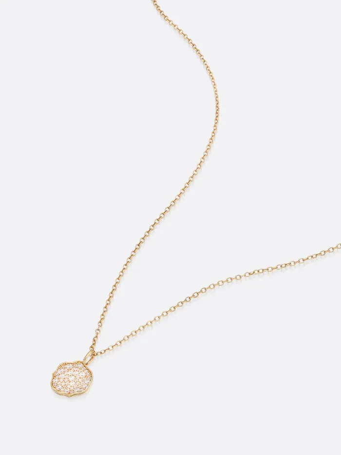 Shop Brochu Walker Fine Jewelry Petite Fleur Pav Diamond Mini Pendant Necklace Yellow Gold With Diamonds